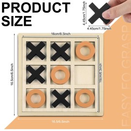 Seenelling Jumbo Wooden Tic Tac Toe Game Dementia Activities for Alzheimers Seniors with Matching and Puzzle Templates XO Chess Board Game for Elderly Engaging Table Decor (Black, Orange)