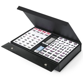 QYMZKA Japanese Riichi Mahjong Set, 144 White and Yellow Tiles - with Black Box, East Wind Tile, Set of Scoring Sticks, and Dices. QYMZKA Japanese Riichi Mahjong Set, 144 White and Yellow Tiles - with Black Box, East Wind Tile, Set of Scoring Sticks, and Dices.