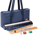 Yellow Mountain Imports American Mahjong Set, Indigo Tides - Blue Soft Case, 4 All-in-One Racks with Pushers, Wright Patterson Scoring Coins, Dice, & Wind Indicator
