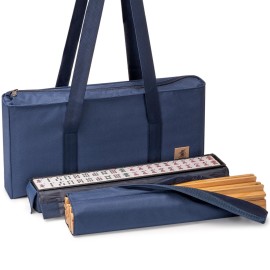 Yellow Mountain Imports American Mahjong Set, Indigo Tides - Blue Soft Case, 4 All-in-One Racks with Pushers, Wright Patterson Scoring Coins, Dice, & Wind Indicator Yellow Mountain Imports American Mahjong Set, Indigo Tides - Blue Soft Case, 4 All-in-One Racks with Pushers, Wright Patterson Scoring Coins, Dice, & Wind Indicator
