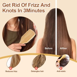 Arshray Wooden Bamboo Hair Brush with Wooden Handle and Bamboo Bristles,Reduces Static,Ideal for Dry,Curly,Thick,Thin and Straight Hair Arshray Wooden Bamboo Hair Brush with Wooden Handle and Bamboo Bristles,Reduces Static,Ideal for Dry,Curly,Thick,Thin and Straight Hair