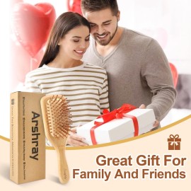 Arshray Wooden Bamboo Hair Brush with Wooden Handle and Bamboo Bristles,Reduces Static,Ideal for Dry,Curly,Thick,Thin and Straight Hair Arshray Wooden Bamboo Hair Brush with Wooden Handle and Bamboo Bristles,Reduces Static,Ideal for Dry,Curly,Thick,Thin and Straight Hair