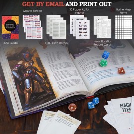 CraftyCrocodile Dungeons and Dragons 2024 Player\'s Handbook Bundled with DND 6 Dice Sets, Flannel Bags, Complete Printable Kit - Core Rulebook with D&D Starter Set Accessory - Tabletop Board Game