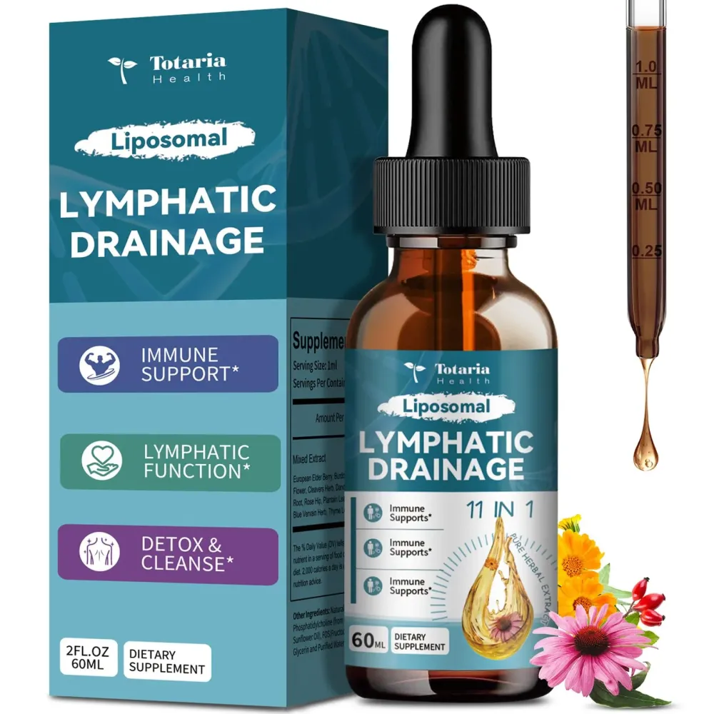 Liposomal Lymphatic Drainage Drops - 11 In 1 Organic Lymphatic Drainage Supplement with Burdock Root, Echinacea, Elderberry, Calendula, Cleavers Herb, Dandelion Supports Lymphatic Health 2 FL.OZ Liposomal Lymphatic Drainage Drops - 11 In 1 Organic Lymphatic Drainage Supplement with Burdock Root, Echinacea, Elderberry, Calendula, Cleavers Herb, Dandelion Supports Lymphatic Health 2 FL.OZ