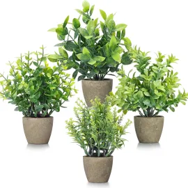 FAVOWREATH 4 Pack Fake Plants Ceramic Mini Artificial Greenery Potted Plants for Home Decor Office Decor Room Decor Farmhouse Decor Indoor Table Bathroom Decor FAVOWREATH 4 Pack Fake Plants Ceramic Mini Artificial Greenery Potted Plants for Home Decor Office Decor Room Decor Farmhouse Decor Indoor Table Bathroom Decor