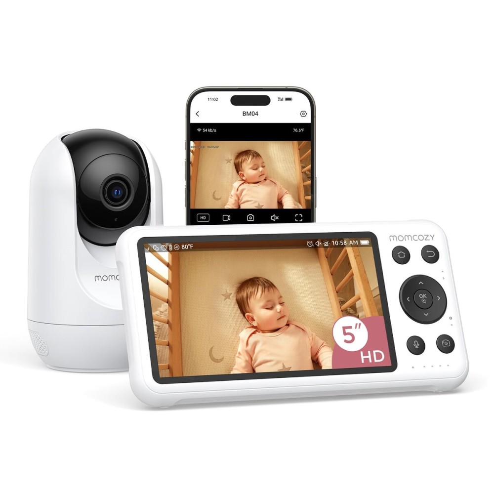 Momcozy Smart WiFi Baby Monitor with Camera and Audio, 5 1080P Screen with Wall Mount, Motion & Cry Detection, Safe Fence, Clear Night Vision, 5000mAh Battery, 2-Way Talk, Photo & Video Recording Momcozy Smart WiFi Baby Monitor with Camera and Audio, 5 1080P Screen with Wall Mount, Motion & Cry Detection, Safe Fence, Clear Night Vision, 5000mAh Battery, 2-Way Talk, Photo & Video Recording