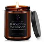 Teakwood & Mahogany Candle, Scented Candle for Home Soy Wax Candle, Aromatherapy Candle Gift for Women Men, 7oz