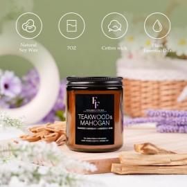 Teakwood & Mahogany Candle, Scented Candle for Home Soy Wax Candle, Aromatherapy Candle Gift for Women Men, 7oz Teakwood & Mahogany Candle, Scented Candle for Home Soy Wax Candle, Aromatherapy Candle Gift for Women Men, 7oz
