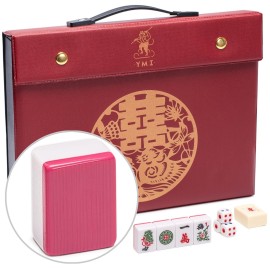 Yellow Mountain Imports Chinese Mahjong Set - Rouge Harmony - with 146 Medium Tiles, Red Vinyl Case, Wind Indicator and Dice - for Chinese Style Gameplay Only [ ]