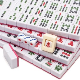 Yellow Mountain Imports Chinese Mahjong Set - Rouge Harmony - with 146 Medium Tiles, Red Vinyl Case, Wind Indicator and Dice - for Chinese Style Gameplay Only [ ]