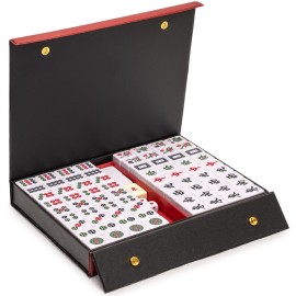 Yellow Mountain Imports Chinese Mahjong Set - Rouge Harmony - with 146 Medium Tiles, Red Vinyl Case, Wind Indicator and Dice - for Chinese Style Gameplay Only [ ]