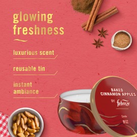 Febreze Scented Candle, Baked Cinnamon Apples Scent, 11 oz 4 Wick Candle, Single Pack Febreze Scented Candle, Baked Cinnamon Apples Scent, 11 oz 4 Wick Candle, Single Pack