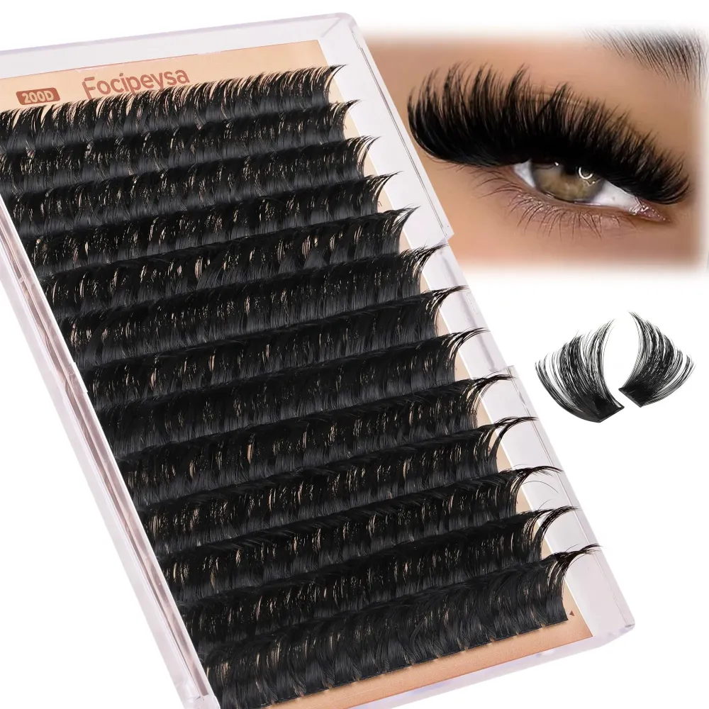 Focipeysa Eyelash Extensions 200D Lash Clusters 14-20MM Lashes Extensions Thick Lash Clusters D-Curly Individual Lashes Extensions Soft Reusable Cluster Lash Extension DIY Lash Cluster Extensions Focipeysa Eyelash Extensions 200D Lash Clusters 14-20MM Lashes Extensions Thick Lash Clusters D-Curly Individual Lashes Extensions Soft Reusable Cluster Lash Extension DIY Lash Cluster Extensions