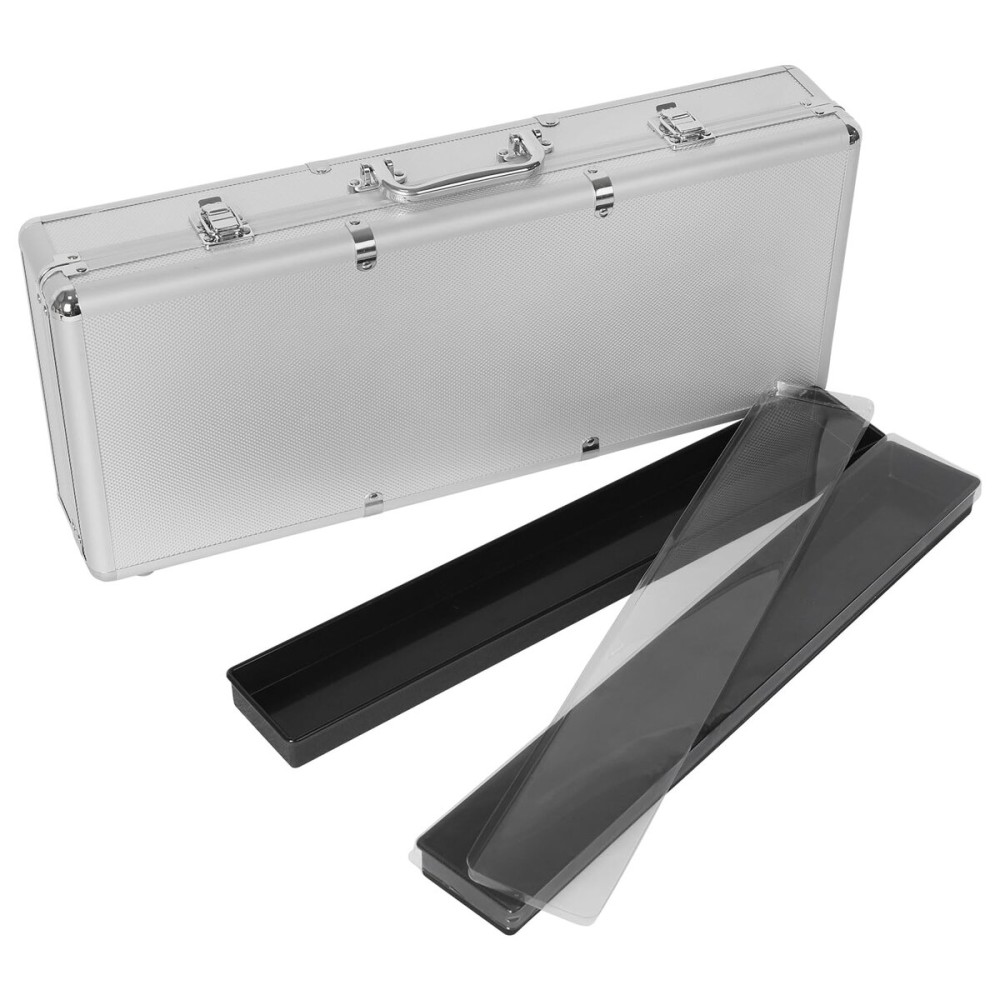 GUSTARIA Empty Mahjong Game Set Case, Sliver Aluminum Protective Case with Mahjong Tiles Trays(Tiles not Included,2Pcs/Set), Plastic Trays with Lids, Mahjong Set Storage Box GUSTARIA Empty Mahjong Game Set Case, Sliver Aluminum Protective Case with Mahjong Tiles Trays(Tiles not Included,2Pcs/Set), Plastic Trays with Lids, Mahjong Set Storage Box