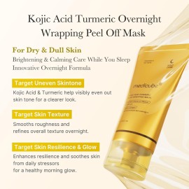 medicube Kojic Acid Turmeric Overnight Wrapping Peel Off Mask - Brightens & Defends Against Skin Stress for a Clear, Glowing Complexion, Korean Skincare, 2.53 fl. oz.