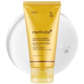 medicube Kojic Acid Turmeric Overnight Wrapping Peel Off Mask - Brightens & Defends Against Skin Stress for a Clear, Glowing Complexion, Korean Skincare, 2.53 fl. oz.