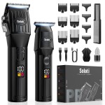 Professional Hair Clippers Kit for Family Cordless Trimmers with LED Display Beard Trimmer for Kid Cordless Beard Trimmer Haircut Grooming Kit Gift for Men Women Barber Kids (Black)