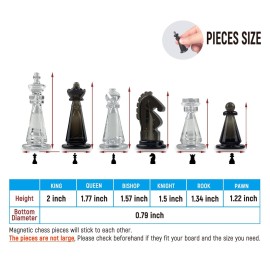 Vonset Chess Pieces Transparent, Chess Pieces Only No Board Compatible with Magnetic Chess Set