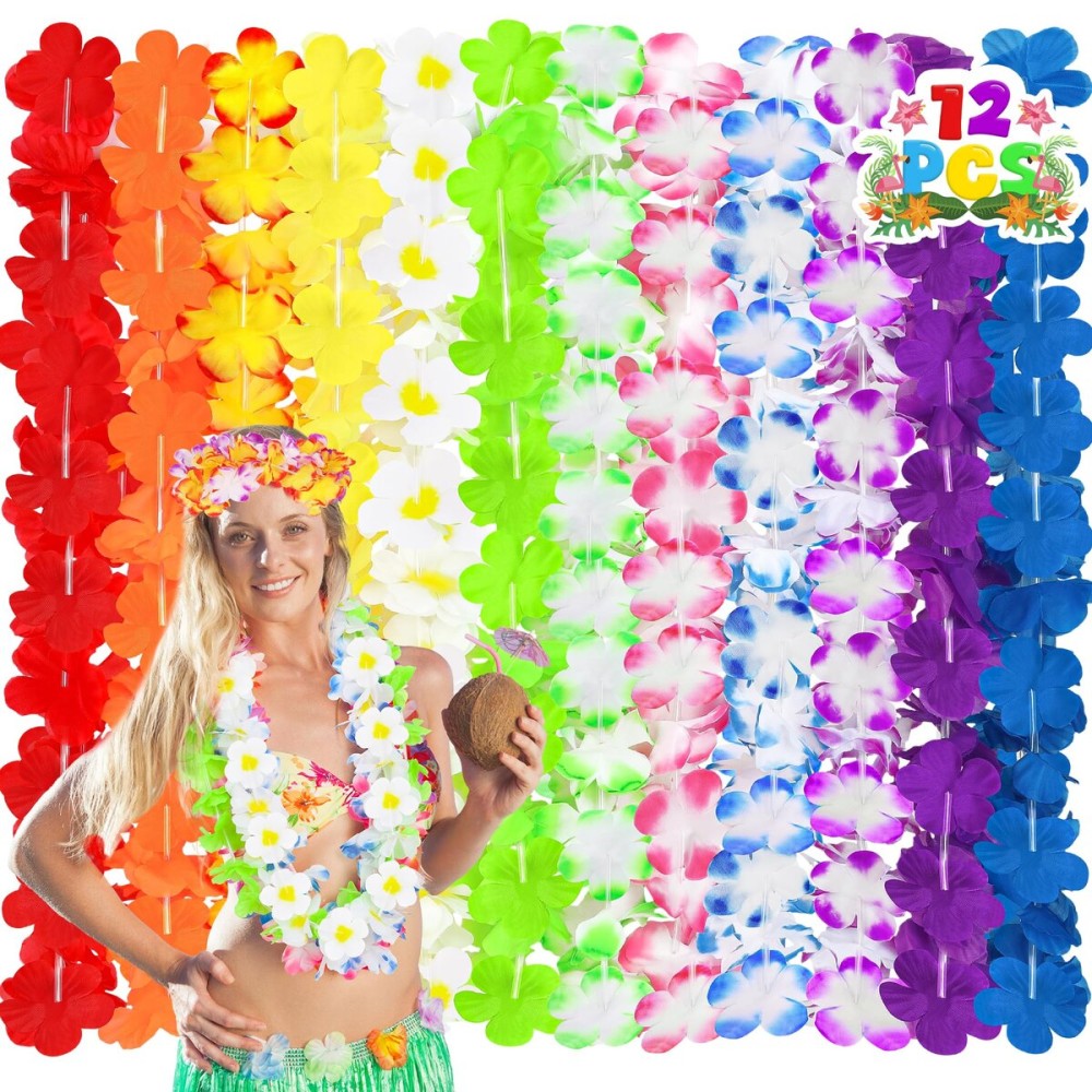 Luau Party Decorations, 12PCS Leis for Luau Party Necklace Women Clothing Accessories, Hawaiian Colorful Tropical Theme Costume Accessories, Hawaii Flower Lays Garland Summer Pool Birthday Supplies Luau Party Decorations, 12PCS Leis for Luau Party Necklace Women Clothing Accessories, Hawaiian Colorful Tropical Theme Costume Accessories, Hawaii Flower Lays Garland Summer Pool Birthday Supplies