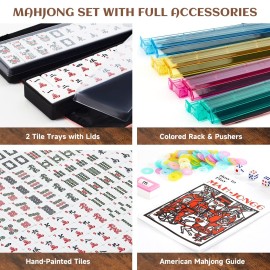 KURONO American Mahjong Set - Pink Soft Bag,166 Premium White Tiles, 4All-in-One Rack/Pushers, MahJongg Game Set(Pink) KURONO American Mahjong Set - Pink Soft Bag,166 Premium White Tiles, 4All-in-One Rack/Pushers, MahJongg Game Set(Pink)