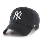 47 Brand MLB Black White Primary Logo Clean Up Adjustable Baseball Cap Hat, Adult One Size Fits All - New York Yankees Black White