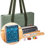 Yellow Mountain Imports American Mahjong Set, Atlantica with Fabric Case, 4 Wooden Pusher Racks, Wind Indicator, Dice & Wright Patterson Count Scoring Coins