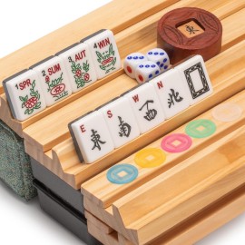 Yellow Mountain Imports American Mahjong Set, Atlantica with Fabric Case, 4 Wooden Pusher Racks, Wind Indicator, Dice & Wright Patterson Count Scoring Coins Yellow Mountain Imports American Mahjong Set, Atlantica with Fabric Case, 4 Wooden Pusher Racks, Wind Indicator, Dice & Wright Patterson Count Scoring Coins