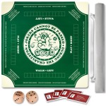 TANSOREX Mahjong Mat with Rules for Table,Travel Mahjong Set,Non-Slip and Silent,Comes with 2 Dice and 1 Coral Velvet Mahjong Mat Storage Bag,Mahjong Cards 2025(Green)