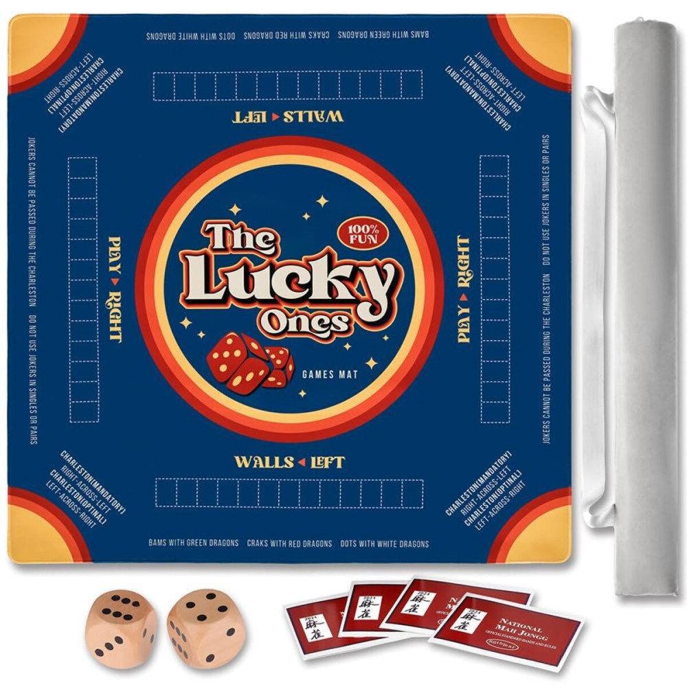 TANSOREX Mahjong Mat with Rules for Table,Travel Mahjong Set,Non-Slip and Silent,Comes with 2 Dice and 1 Coral Velvet Mahjong Mat Storage Bag,Mahjong Cards 2025(Blue) TANSOREX Mahjong Mat with Rules for Table,Travel Mahjong Set,Non-Slip and Silent,Comes with 2 Dice and 1 Coral Velvet Mahjong Mat Storage Bag,Mahjong Cards 2025(Blue)