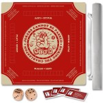 TANSOREX Mahjong Mat with Rules for Table,Travel Mahjong Set,Non-Slip and Silent,Comes with 2 Dice and 1 Coral Velvet Mahjong Mat Storage Bag,Mahjong Cards 2025(Red)
