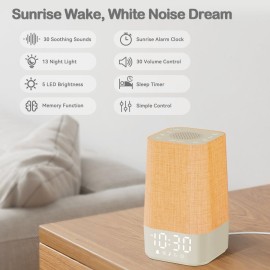 Wkzay White Noise Sound Machine: 30 Soothing Sounds, Sunrise Alarm Clock for Gentle Wake Up, Adjustable Volume & Night Light, Timer, Ideal for Adults, Kids and Babies - Easy to Sleep, Relax, Focus Wkzay White Noise Sound Machine: 30 Soothing Sounds, Sunrise Alarm Clock for Gentle Wake Up, Adjustable Volume & Night Light, Timer, Ideal for Adults, Kids and Babies - Easy to Sleep, Relax, Focus
