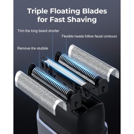 Foil Shavers for Men, Mini Electric Razors for Close Shaving Face with High Speed 3 Floating Blade Heads, USB C Fast Rechargeable Foil Shaver IPX7 Waterproof Wet Dry Travel Locked/Led Display Foil Shavers for Men, Mini Electric Razors for Close Shaving Face with High Speed 3 Floating Blade Heads, USB C Fast Rechargeable Foil Shaver IPX7 Waterproof Wet Dry Travel Locked/Led Display