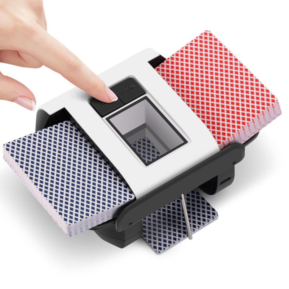 Automatic Card Shuffler 1-2 Deck Electric Shuffling Machine, AUTO & Manual Mode, Portable Shuffler Low Noise with 2000mAh Rechargeable Battery for UNO, Poker, Mahjong, Bridge, Spades, Rummy, Casino Automatic Card Shuffler 1-2 Deck Electric Shuffling Machine, AUTO & Manual Mode, Portable Shuffler Low Noise with 2000mAh Rechargeable Battery for UNO, Poker, Mahjong, Bridge, Spades, Rummy, Casino