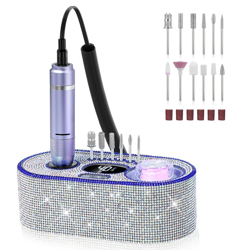 Nail Drill Electric File: DEDNMSCA Sparkly Professional Nail Drill Kit, 40000RPM E-File Machine with 12 Drill Bits for Acrylic Nails Remove Nail Gel Polish Manicure for Salon Home, Diamond Nail Drill Electric File: DEDNMSCA Sparkly Professional Nail Drill Kit, 40000RPM E-File Machine with 12 Drill Bits for Acrylic Nails Remove Nail Gel Polish Manicure for Salon Home, Diamond