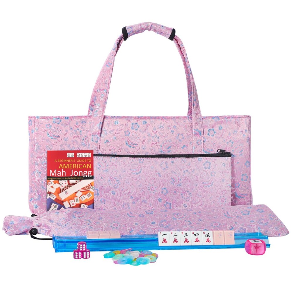 TIASUSAN American Mahjong Tile Set, 166 Quality Pink Acrylic Tiles (1.2), Pink Printed Bag with Entire Accessories, 4 All-in-One Rack/Pushers, Mahjong Game Set, Western Mahjongg TIASUSAN American Mahjong Tile Set, 166 Quality Pink Acrylic Tiles (1.2), Pink Printed Bag with Entire Accessories, 4 All-in-One Rack/Pushers, Mahjong Game Set, Western Mahjongg