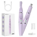 Ear and Nose Hair Trimmer for Women, 2025 Professional Painless 2 in 1 USB Rechargeable Eyebrow & Facial Hair Trimmer, Precision Tool with Powerful Motor and Dual-Edge Blades, IPX7 Waterproof