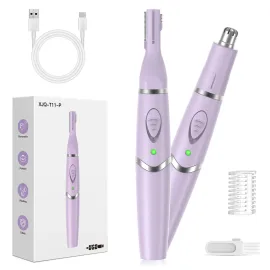 Ear and Nose Hair Trimmer for Women, 2025 Professional Painless 2 in 1 USB Rechargeable Eyebrow & Facial Hair Trimmer, Precision Tool with Powerful Motor and Dual-Edge Blades, IPX7 Waterproof
