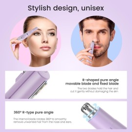 Ear and Nose Hair Trimmer for Women, 2025 Professional Painless 2 in 1 USB Rechargeable Eyebrow & Facial Hair Trimmer, Precision Tool with Powerful Motor and Dual-Edge Blades, IPX7 Waterproof