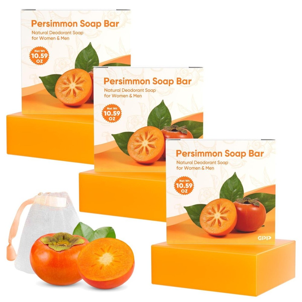 GPP Persimmon Soap Bar for Body Odor Control - 3 PCS Natural Body Wash Soap for for Old People Smell Eliminating Body Odor, Purifying Deodorizing Odor Eliminator for Women & Men, 3.53oz/per GPP Persimmon Soap Bar for Body Odor Control - 3 PCS Natural Body Wash Soap for for Old People Smell Eliminating Body Odor, Purifying Deodorizing Odor Eliminator for Women & Men, 3.53oz/per