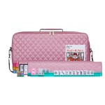 American Mahjong Set Purple Pink - Quilted PU Leather Carrying Bag with Shoulder Strap & Handles, All-in-One Tile Racks with Pushers, 166 Engraved Tiles, Dice, Bettor, Extra Tiles & Instructions