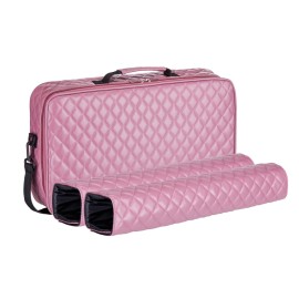 American Mahjong Set Purple Pink - Quilted PU Leather Carrying Bag with Shoulder Strap & Handles, All-in-One Tile Racks with Pushers, 166 Engraved Tiles, Dice, Bettor, Extra Tiles & Instructions