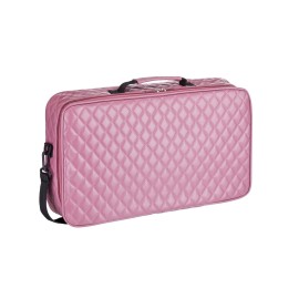 American Mahjong Set Purple Pink - Quilted PU Leather Carrying Bag with Shoulder Strap & Handles, All-in-One Tile Racks with Pushers, 166 Engraved Tiles, Dice, Bettor, Extra Tiles & Instructions