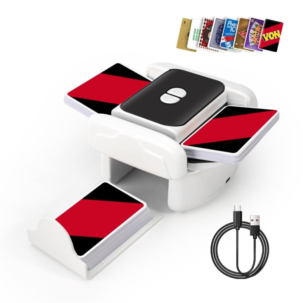 EJU Automatic Card Shuffler 2/1 Deck Compatible with Uno Card Game,Playing Cards,Casino,Rechargeable Poker Machine Compatible with 5 Crowns,Phase 10,Mahjong,Skipbo,Blackjack,Quiet Adults Game Night EJU Automatic Card Shuffler 2/1 Deck Compatible with Uno Card Game,Playing Cards,Casino,Rechargeable Poker Machine Compatible with 5 Crowns,Phase 10,Mahjong,Skipbo,Blackjack,Quiet Adults Game Night