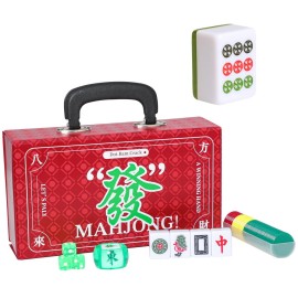 Jongyance Chinese Mahjong Set, Large Mahjong Tiles Set with 144 Green Back Color Tiles, Red Case, Chinese Mahjong Game Set (Majiang, ) Jongyance Chinese Mahjong Set, Large Mahjong Tiles Set with 144 Green Back Color Tiles, Red Case, Chinese Mahjong Game Set (Majiang, )