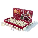 Ptazucv Chinese Mahjong Set, Traditional Majong Sets Chinese144PCS Mini Mahjong Tiles and 4Pcs Mahjong Rack,Portable Outdoor Mahjong Game Set