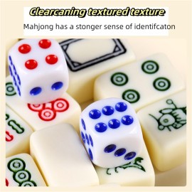 Ptazucv Chinese Mahjong Set, Traditional Majong Sets Chinese144PCS Mini Mahjong Tiles and 4Pcs Mahjong Rack,Portable Outdoor Mahjong Game Set