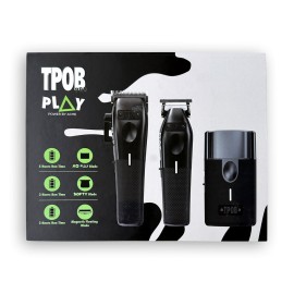 TPOB Play Barber Hair Clippers for Men 7500 RPM with Rubber Grips (Blackout 3 Set)