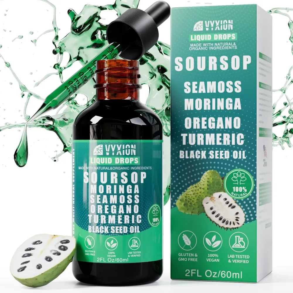 Soursop Bitters Liquid Drops 10 in 1 with Sea Moss, Moringa, Turmeric, Black Seed Oil, Oregano, Ashwagandha | Herbal Extracts for Overall Health-Enhancing | Vegan, Non-GMO | 2 Fl Oz Soursop Bitters Liquid Drops 10 in 1 with Sea Moss, Moringa, Turmeric, Black Seed Oil, Oregano, Ashwagandha | Herbal Extracts for Overall Health-Enhancing | Vegan, Non-GMO | 2 Fl Oz