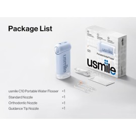 usmile C10 Portable Water Flosser - Travel-Friendly, 95-Day Battery, 4 Modes, 360 Nozzle, 180ml Tank, IPX7 Waterproof, Dentist-Recommended for Braces, Implants & Sensitive Gums (Blue) usmile C10 Portable Water Flosser - Travel-Friendly, 95-Day Battery, 4 Modes, 360 Nozzle, 180ml Tank, IPX7 Waterproof, Dentist-Recommended for Braces, Implants & Sensitive Gums (Blue)