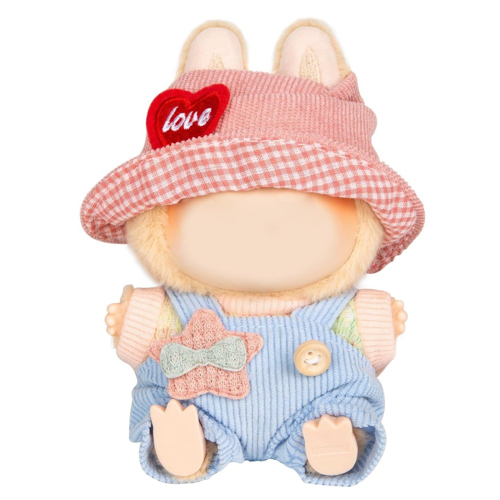 17cm Doll Clothes - Kawaii Chic Style Set for 17cm Dolls, Cute Doll Outfit with Accessories - Colorful T-Shirt + Star Light Blue Romper + Heart Shaped Pink Hat (NO Doll) 17cm Doll Clothes - Kawaii Chic Style Set for 17cm Dolls, Cute Doll Outfit with Accessories - Colorful T-Shirt + Star Light Blue Romper + Heart Shaped Pink Hat (NO Doll)